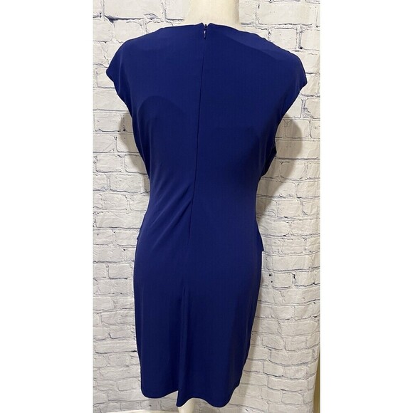 Connected Petite Womens Blue Rouched Gathered Waist Dress Size 12P - Picture 4 of 6